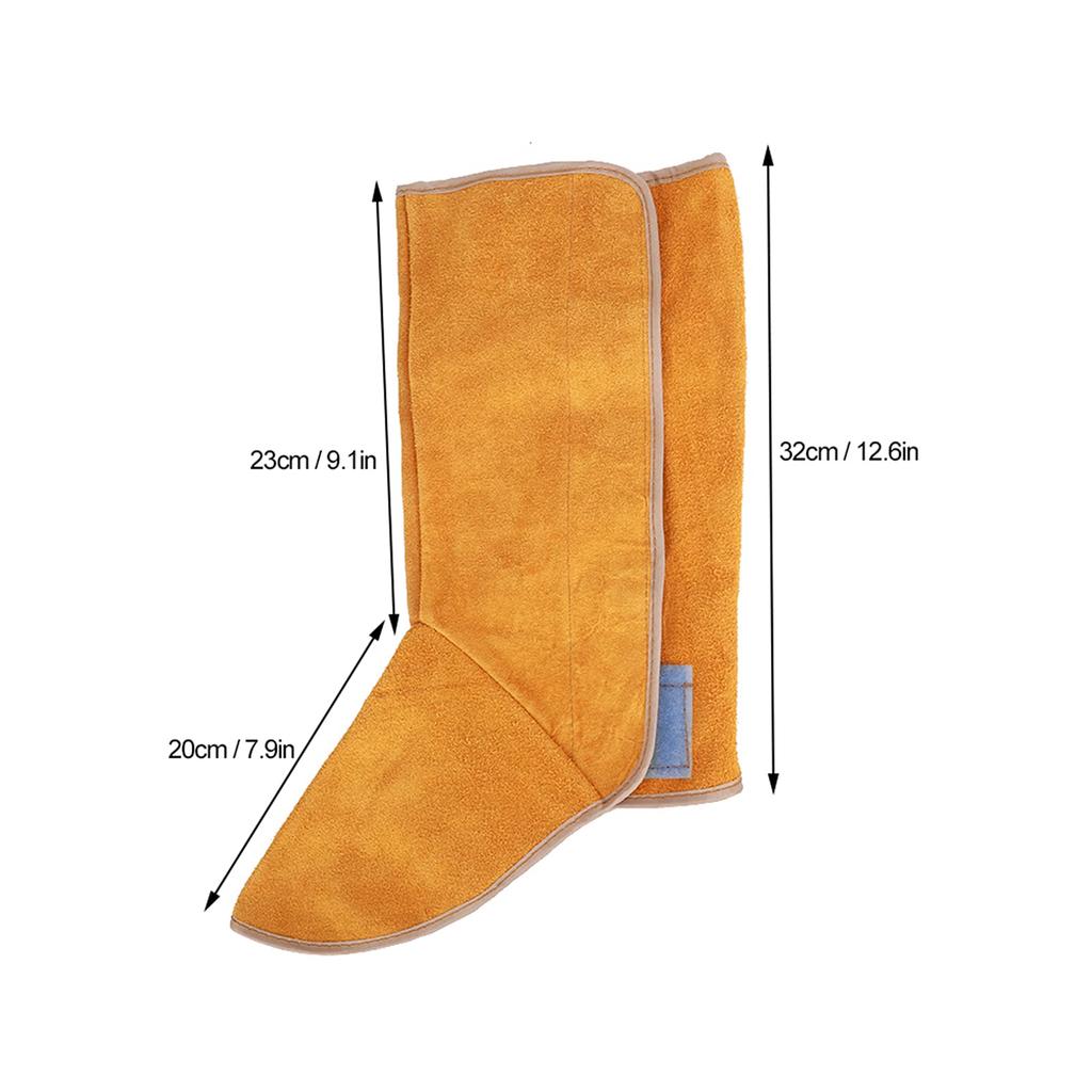 Heat-Resistant Cowhide Leather Foot Covers, Synthetic Cowhide Leather Welding Foot Covers, Easy To Remove, Flame Retardant, for High Temperature Work