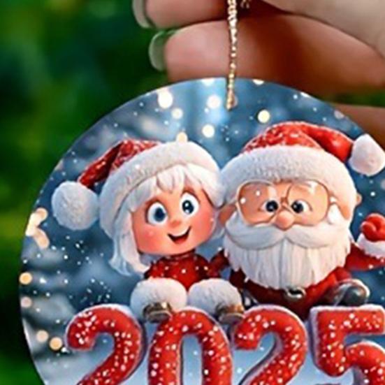 Santa Claus Acrylic Pendant with Lanyard Easy To Hang Adorable Christmas Tree Decoration Hanging Ornament Holiday Gift