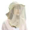 Mosquito Head Net Hat Sun Protection Bucket Hat with Hidden Net Mesh Foldable Fly Protection Netting Hat for Outdoor Fishing Hiking
