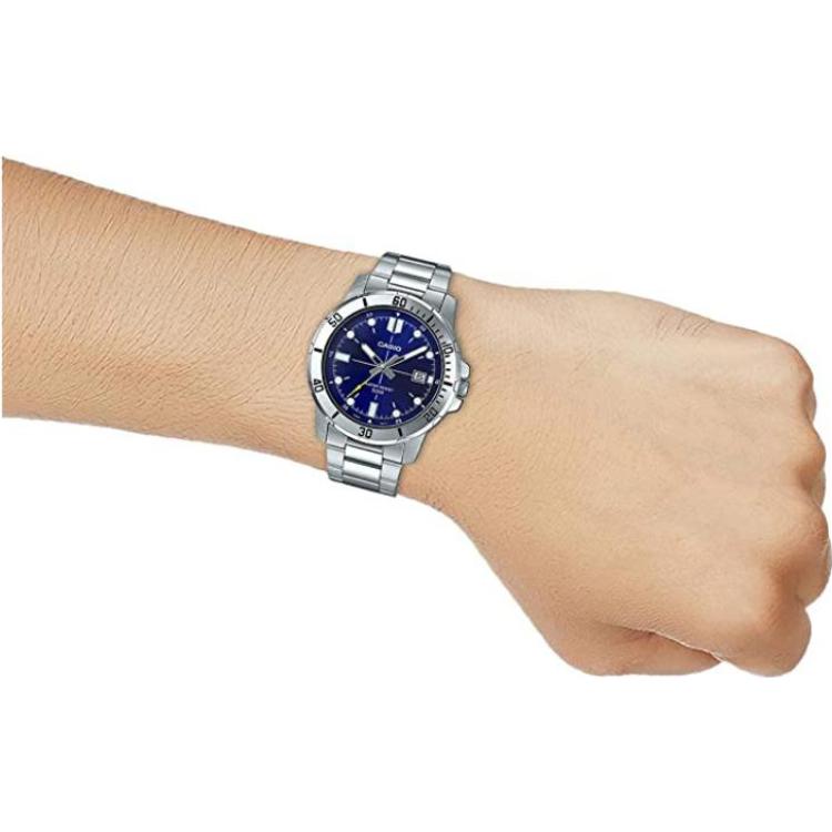 Casio Standard Series Swordfish Divers Ocean Heart Business Steel Band Quartz Movement Men Watches Blue MTP-VD01D-2EV