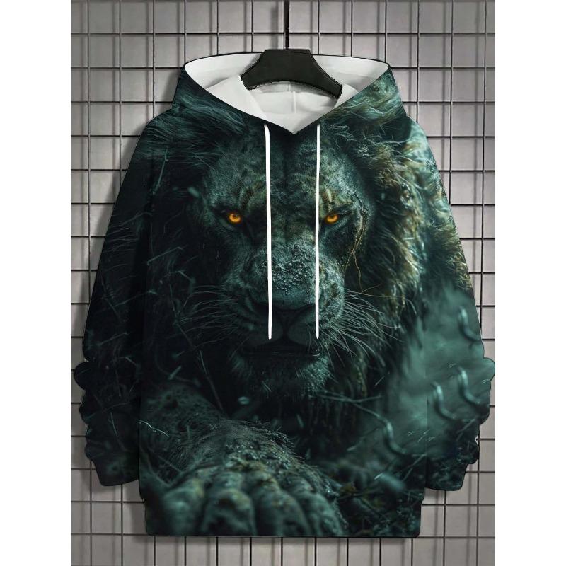 Men's Hoodie 3d Print Animal Lion Graphics Long Sleeve Hoodie Fashion Casual Autumn Unisex Tops Oversized Hooded Streetwear