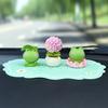 3Pcs Frog Figure with Pad Resin Frog Car Ornament Mini Green Plant Bonsai Pot Home Office Decor Car Interior Accessory