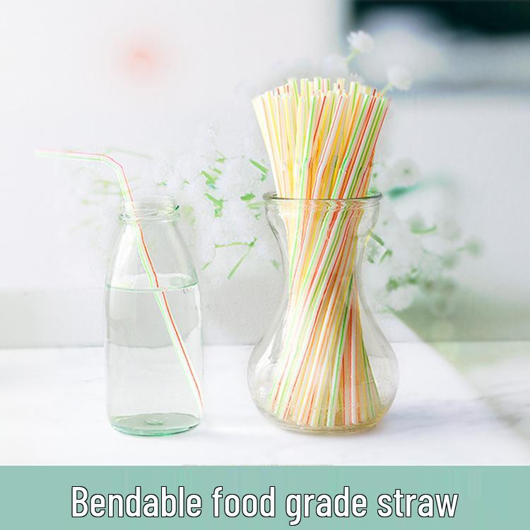 100 Extra Long Bendable Colorful Plastic Straws for Juice, Milk, Tea