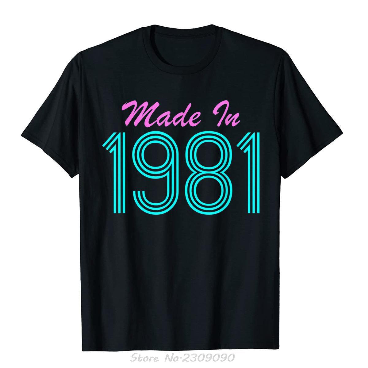 

Made In 1981 Cool Retro Cotton Tshirt Funny 80s Unisex Tops Tees Women Funny Print Men s Clothing Oversized T-shirt 5XL різнокольоровий