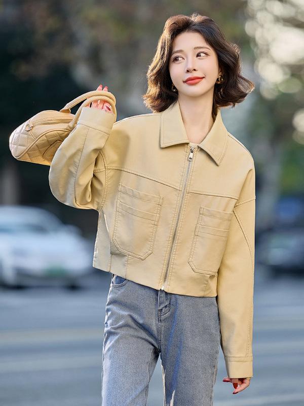 Women's Haining Genuine Leather Sheepskin Jacket, Small, Short, Plus Size, 2025 Spring/Autumn Collection