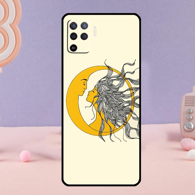 Sun Moon Art Phone Case For Oppo A38 A18 A58 A78 A98 A79 A40 A60 A80 A16 A76 A96 A15 A74 A94 A54 A77 A17