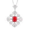 Ciondolo Con Diamanti Geometrico Rosso Catena Tesoro Gioiello Ciondolo