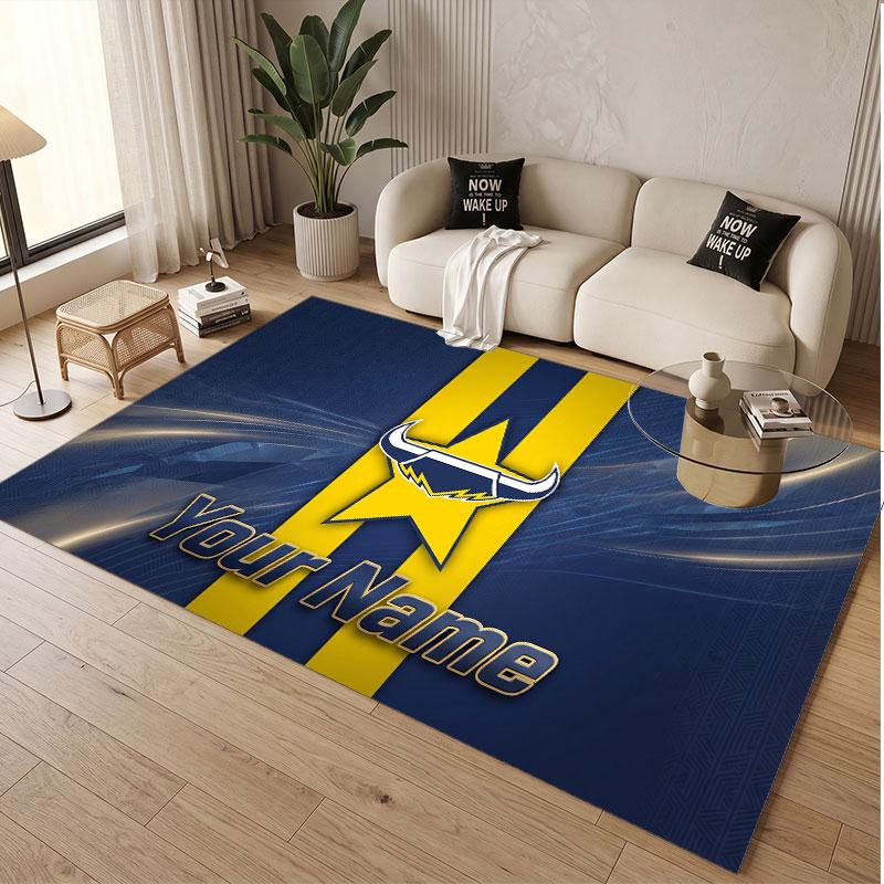 Custom Rug North Queensland Cowboys Pattern Print Name Text Soft Non‑Slip Floor Carpet for Home Indoor Decoration