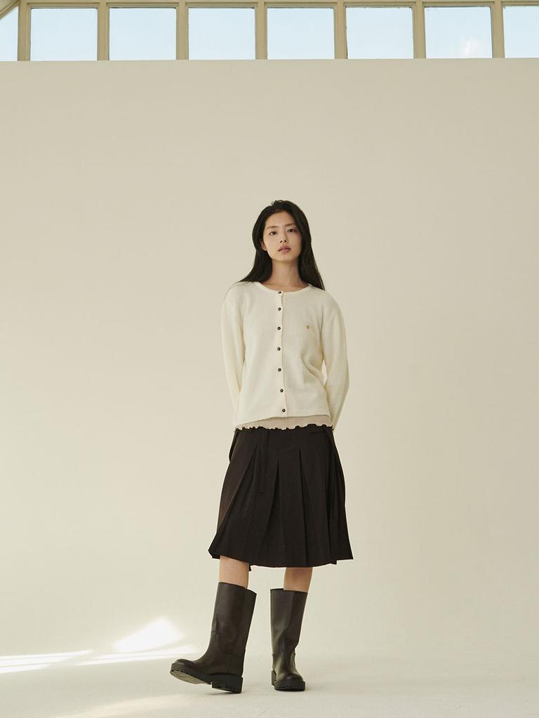 NOUVE Wool Round Soft Cardigan - Ivory