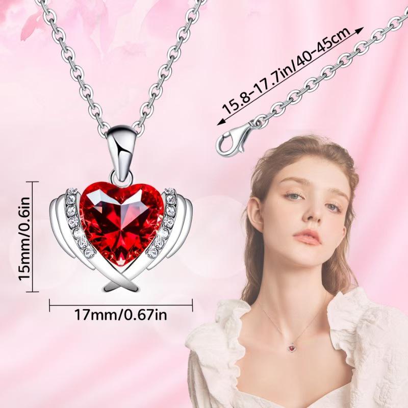 Luxe Ocean Heart Gemstone Necklace: Women's Full Diamond Love Heart Pendant Gift