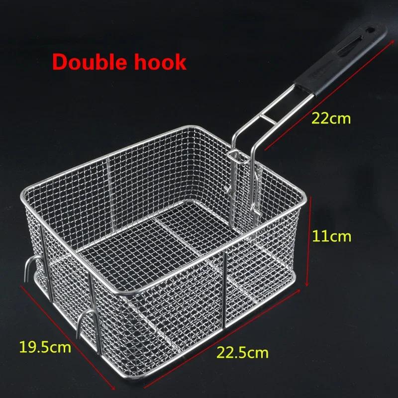 Stainless Steel Frying Basket Net French Fries Basket  Frame Square Oil  Control Filter Frying Basket Dense