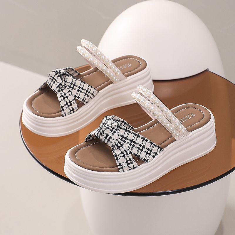 Woman Shoes Bow Platform Black Roman Style Sandals for Women 2025 Trending Asian Size on Sale Wholesale Pvc Daily Low Price Shoe