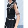 Spring and Summer New Women's Clothing Cotton round Neck Laminated Decoration Contrast Color Embroider Sleeveless Dress 5107049