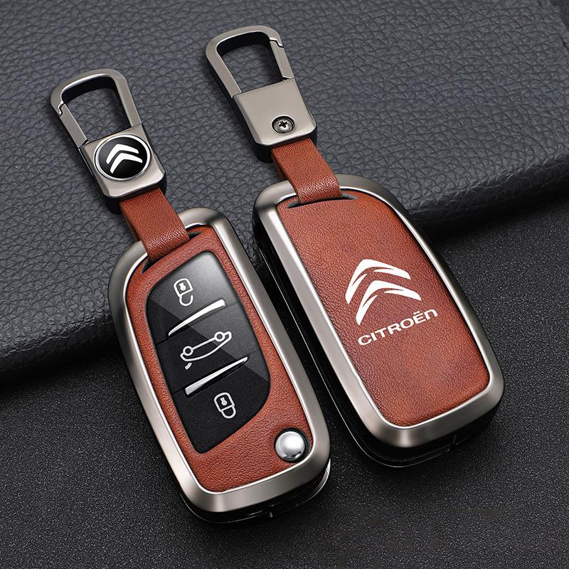 Zinc Alloy Leather Key Case Cover Protector Shell For Citroen C1 C2 C4 C5 C3 C4L C8 Berlingo Xsara Picasso C-ELYSEE JUMPY NEMO