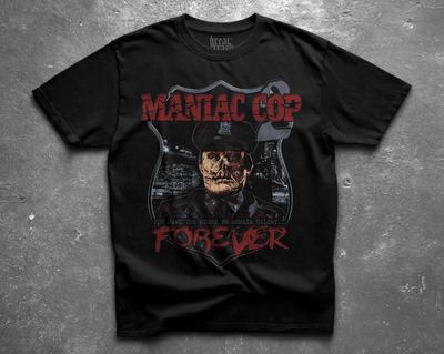 Maniac Cop 2 T-Shirt, Vintage Horrorfilm-T-Shirt, Retro 80er Jahre Slasher T-Shirt, Kultfilm Graphic T-Shirt, Matt Cordell Polizeiabzeichen