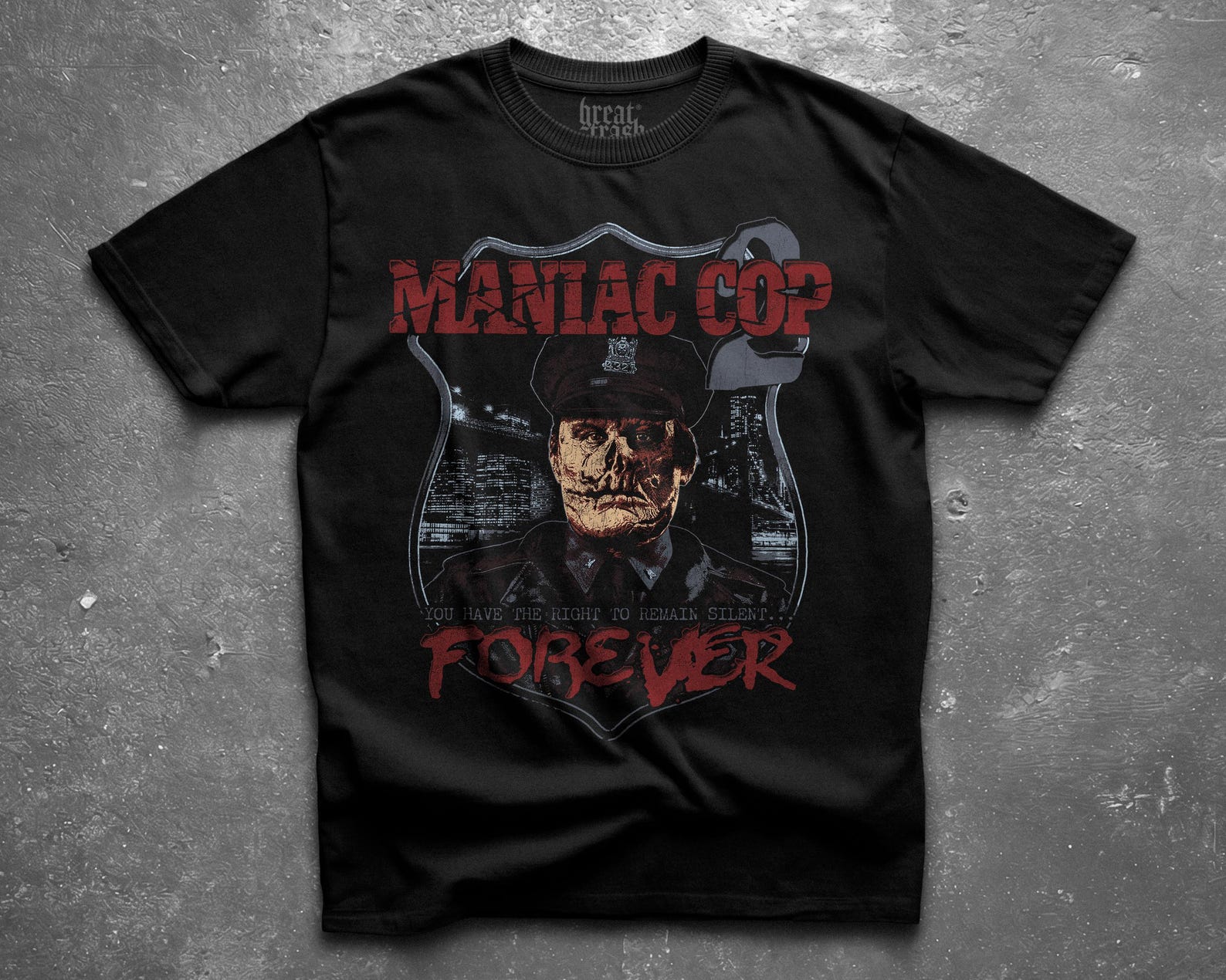 Maniac Cop 2 Shirt, Vintage Horror Movie Tee, Retro 80s Slasher T-Shirt, Cult Classic Film Graphic T-Shirt, Matt Cordell Police Badge 2XL