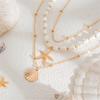 Bohemian Seashells Starfish Pearls Necklace Set Adjustable Tassels Clavicle Chain Beach Jewelry Accessory for Women