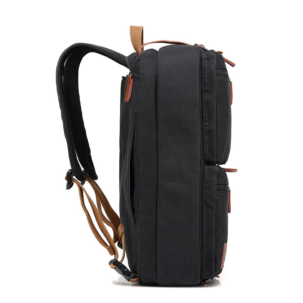 Herren-Rucksack Cool Bell Multifunktionaler Canvas-Rucksack & Umhängetasche & Umhängetasche & Handtasche für 15,6/17,3-Zoll-Laptop Schwarz/Grau CB5005
