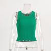 Sommer Strikkede Tanktopper Dame Casual Crop Topper Sexy Jenter Stroppevest O-hals OL Slim Ermeløse T-skjorter