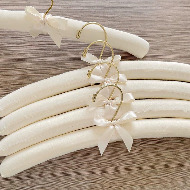 Padded Hangers Set of 5,Large Heavy Duty Cotton Covered Coat Hangers No Shoulder Bump for Women Clothes, Sweater, Dresses, Clothing, Wedding, Lingerie