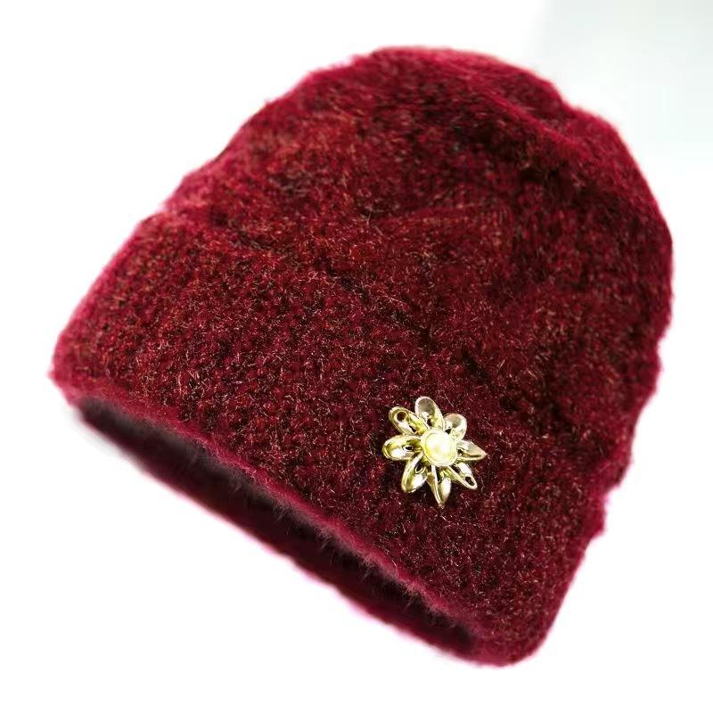 Middle-aged and Elderly Hats for Women, Thickened and Velvet Old People's Hats In Winter, Warm Mother Hats, Old Women's Autumn Knitted Wool Hats