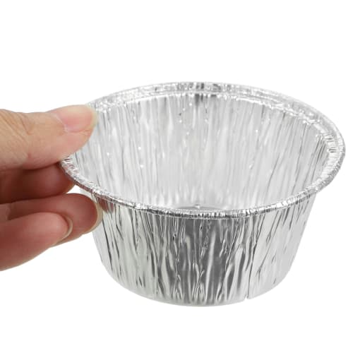 NOLITOY Moldes Desechables de Aluminio para Tarta, 110ml, Resistentes al Calor, Aptos para Horno, Juego de 100, Cápsulas para Magdalenas, Moldes para Hornear, Moldes para Pastel, Cápsulas para Hornear, Ba de Tamaño Bocadillo