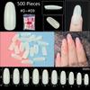 500PCS Natural Transparent Ballerina Almond  Round End Full/Half Ballet Coffin French False Nail Tips Fake Toenail Tip Manicure