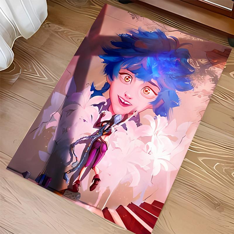 League of Legends Jinx Print Area Rug-Soft,Washable Non-Slip Indoor Mat Office Chairs,Living Room,Home Office Decorative Rug