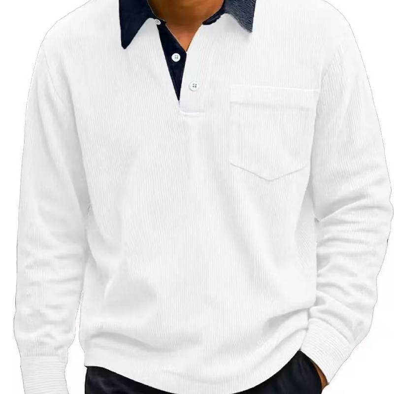 Vintage Corduroy Long Sleeve Shirt With Button Collar For Casual Mens Fashion