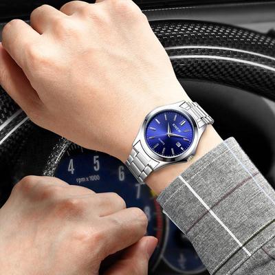 Men's Stainless Steel Quartz Watch with Date Display