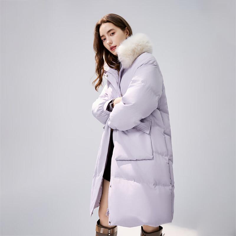 Qiusishui Ren Women's Fashion Fur Collar Mid-length Down Jacket