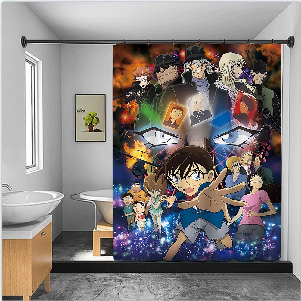 Shower Curtain Waterproof Polyester Fabric Paint Colorful Bath Curtains Detective Conan Home Bathroom Decor Curtain With Hook