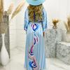 2026 Bohemian Loose V-Neck Split Hem Printed Maxi Dress Women Plus Size Flowy Long Sleeve Casual