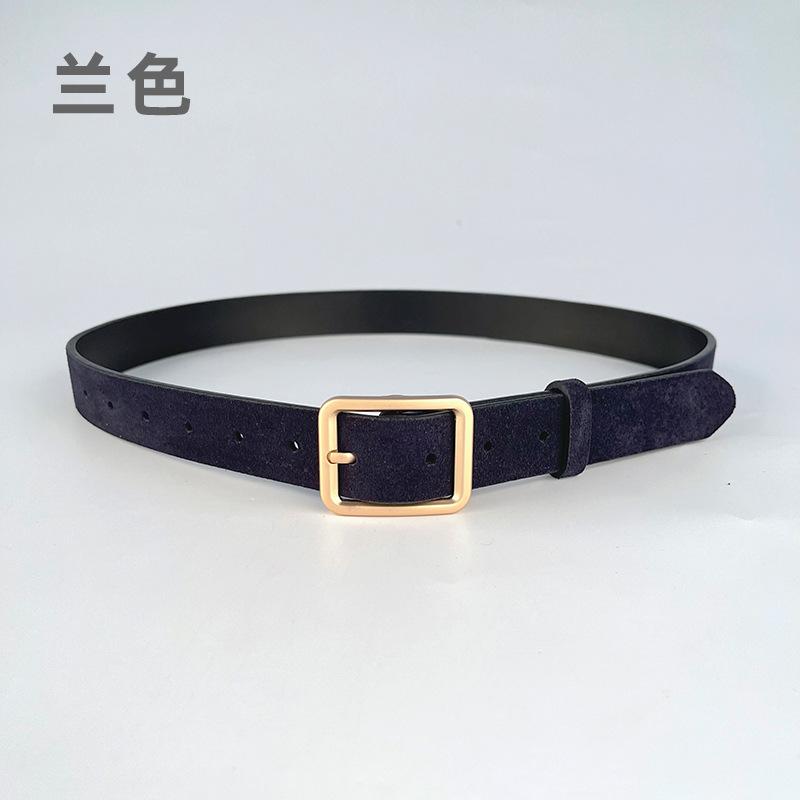 Frosted Suede Leather, Genuine Leather Women'S Belt, Cowhide Retro Simple With Casual Pants, Jeans Belt 2.3