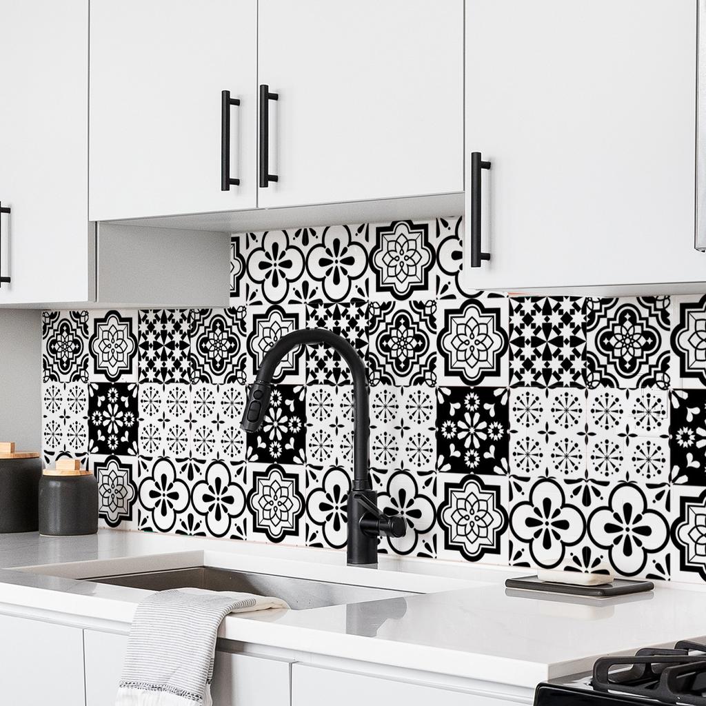 A Variety Of Retro Blue-Green Pattern Tile Wall Stickers Balcony Terrace Kitchen Background Beautification Decorative Wall Stickers