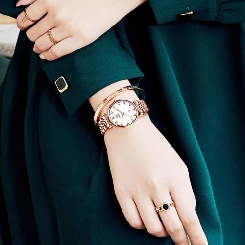 Women's Quartz Wristwatch, Cute, Stylish, Waterproof, Casual, Simple Dial, Double-Flip Design, Stainless Steel Band, Perfect Gift for Her, Mother's Da