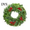 Indoor Outdoor Seasonal Ornament Christmas Garland Wall Sticker, Pine And Cypress Branch Decal with Red Berries & Peel Stick Cones, Xmas Wreath