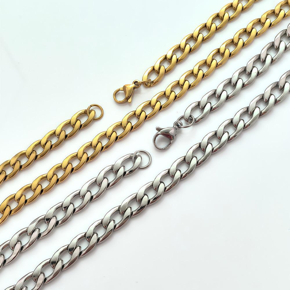 Stainless Steel Cuban Chain Necklace for Men European American Hip Hop Stainless Steel Fashion Jewelry