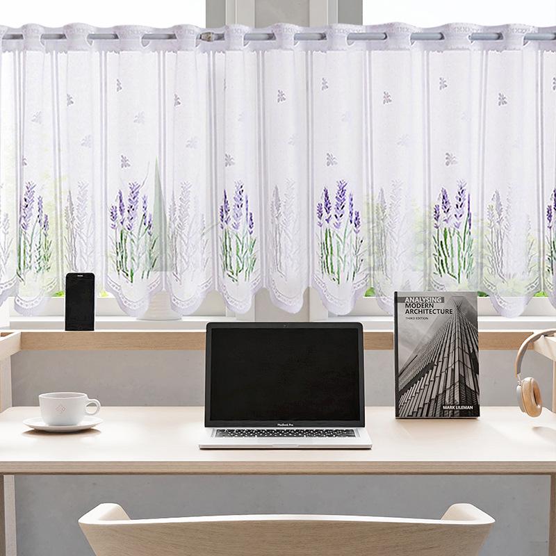 Double Layer High-End Embroidered Kitchen Cabinet Blackout Café Curtain