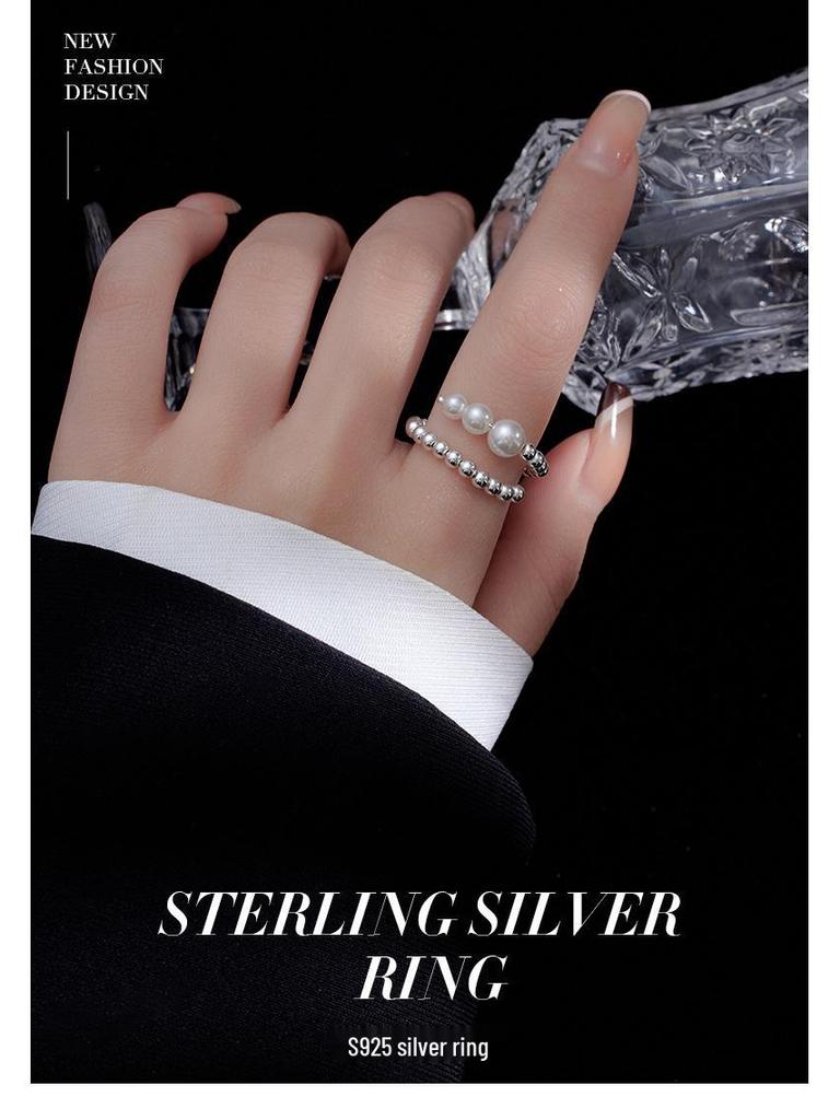 Banyan Tree S925 Silver Adjustable Pearl Ring for Women
