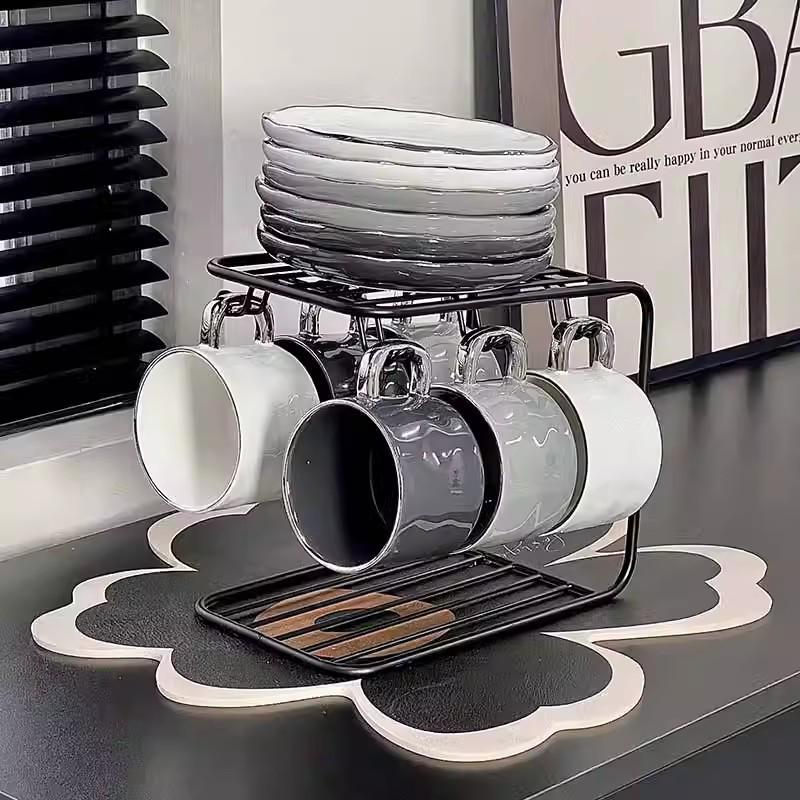 Nordic Style Luxury Ceramic Coffee Cup Set (6 Pieces) - Elegant Housewarming Gift