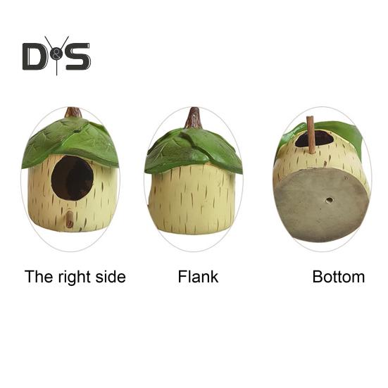 Kolibri-Haus für draußen, kleines Vogelhaus aus Kunstharz zum Aufhängen, dekoratives Vogelhaus mit grünen Blättern für Balkon, Veranda, Hinterhofdekoration