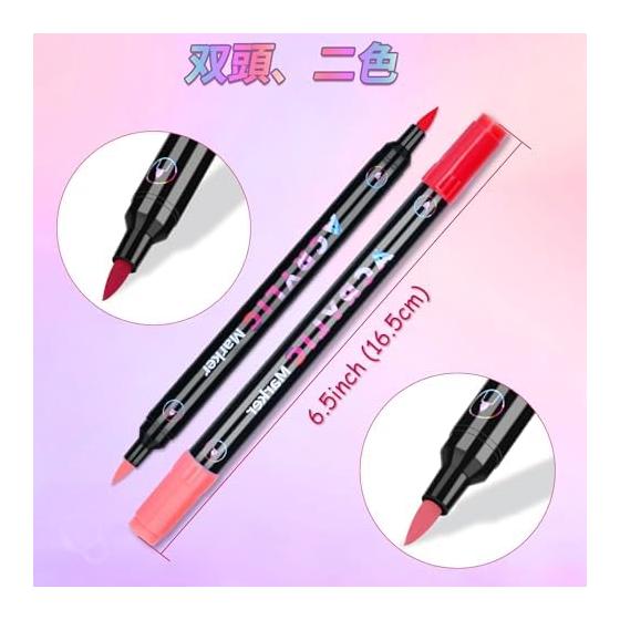36 pieces, 72 colors, acrylic marker set, color pen, double-headed 2-color marker pen, acrylic pen, water-based pen, waterproof, quick-drying,