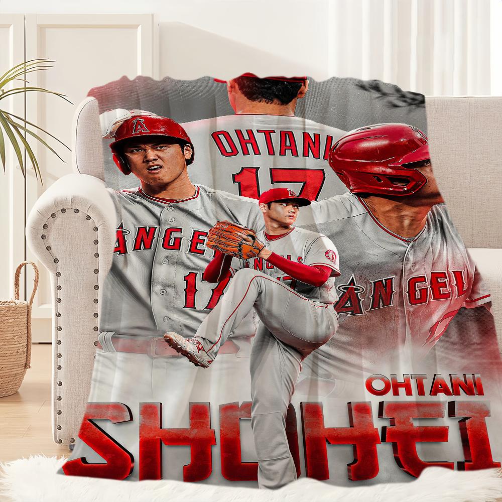 Baseballspieler Star Decke Plüsch Nickerchen S-Shohei Sofateppich für O-Ohtani Wohnzimmer Büro Schlafzimmer Geburtstag Zuhause Reise Kinder Geschenke
