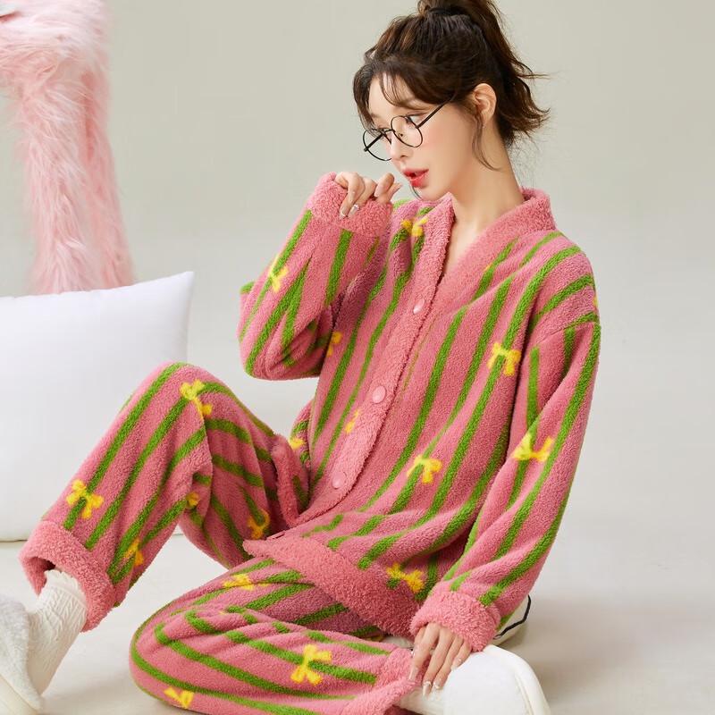 Yinuoshi Women s Extra Warm Coral Fleece Loungewear Set