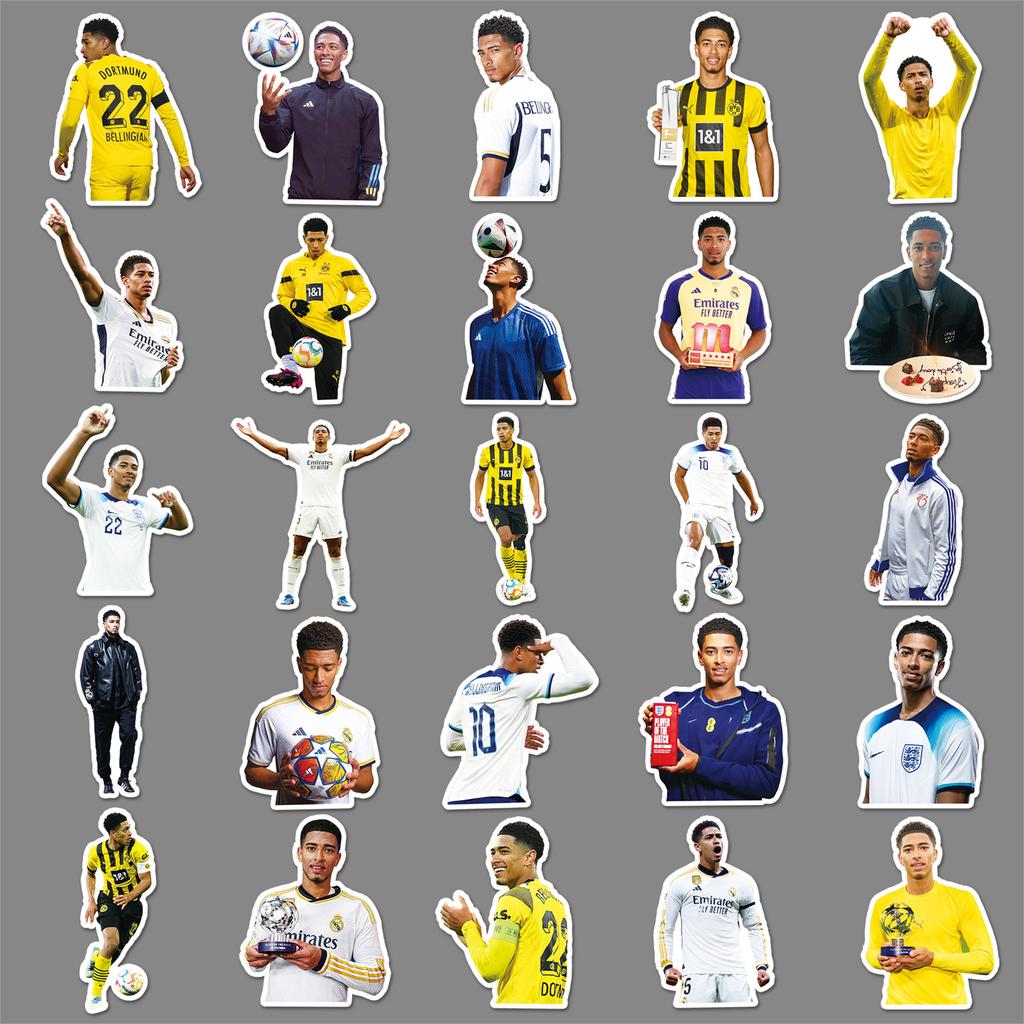 Jude Bellingham Graffiti Sticker 50 Stück Europameisterschaft Fußballspieler Aufkleber Wasserdicht für Handy Laptop Wasserflasche Gepäck