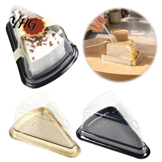 Convenient Takeout Pastry Boxes 100PCS Cake Slice Containers with Clear Lids, Triangular Disposable Plastic Box, Sliced Mille Feuille Trays