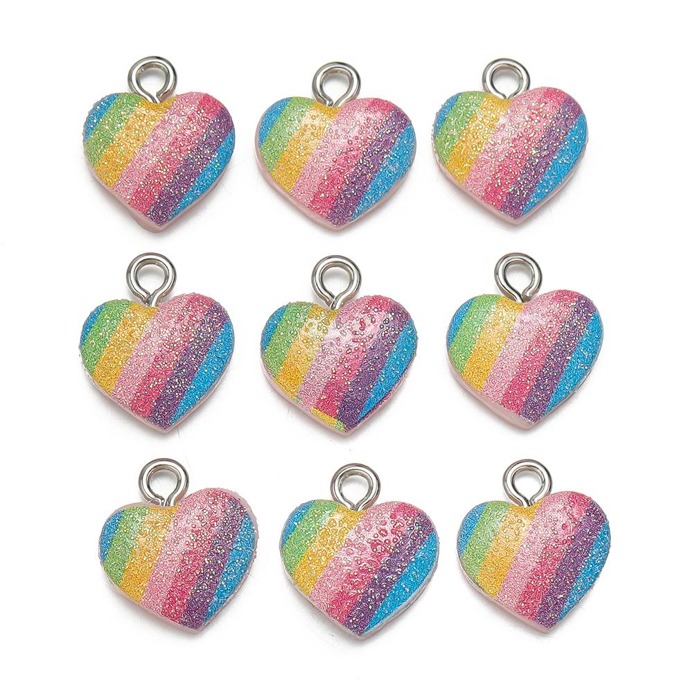 

10pcs/lot Gradual Love Heart Resin Charms Pendant For DIY Keychain Bracelet Earring Jewelry Crafts Making Findings Supplies 10pcs