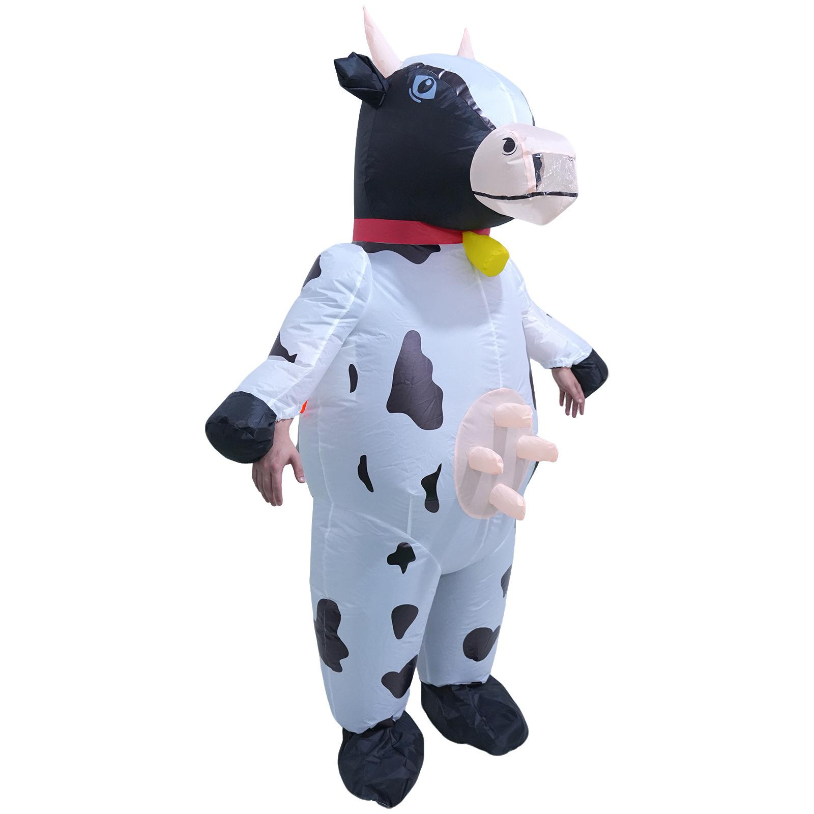 Надувной костюм коровы в пятнышках для взрослых 150-190cm белый