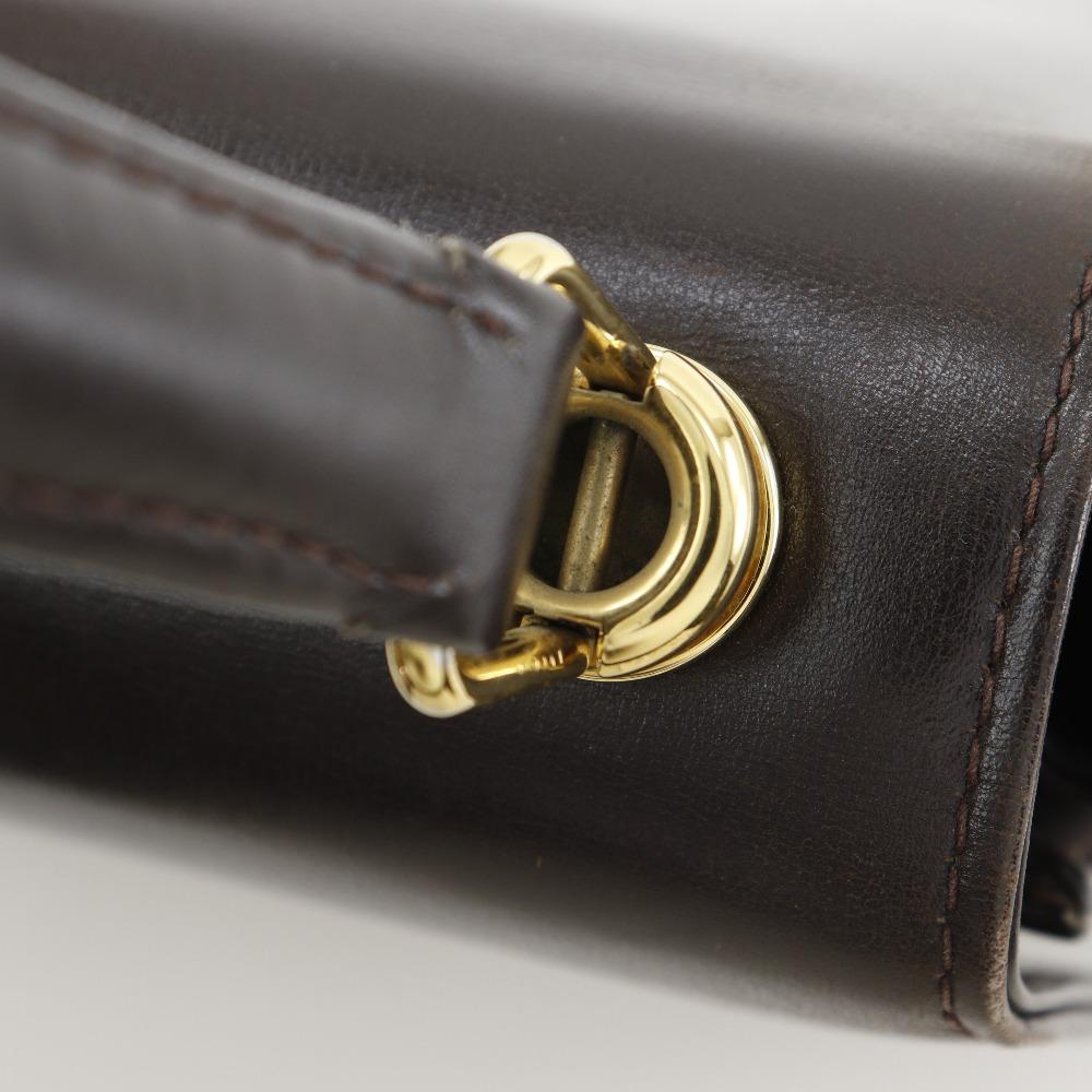 Gucci One Handle Handbag Old Gucci Brown Leather Women Used